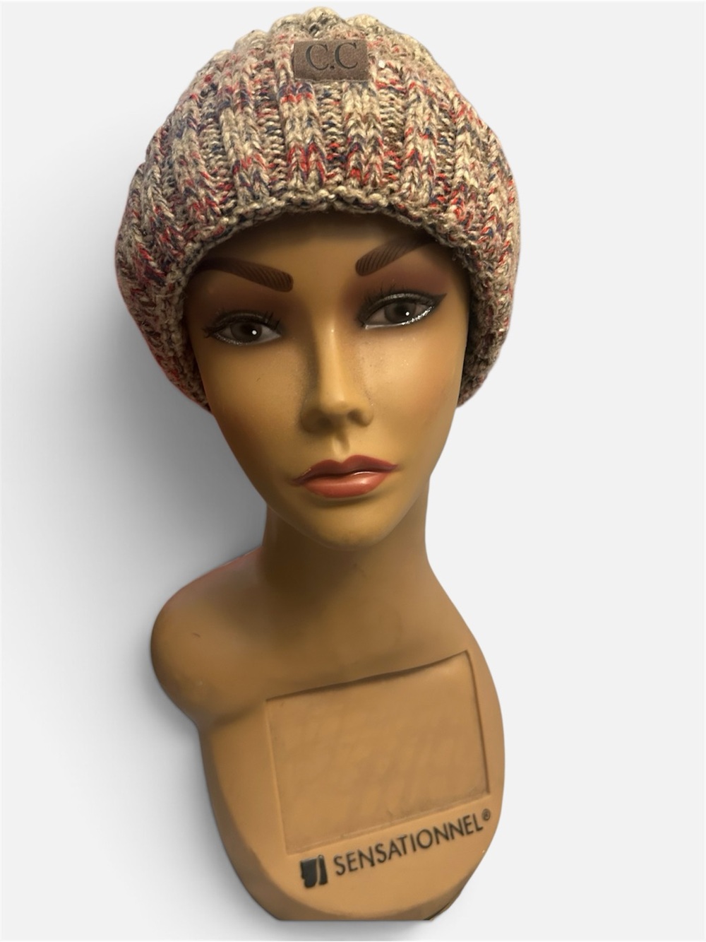 C.C Beige Multicolor Speckled Knit Beanie - C.C